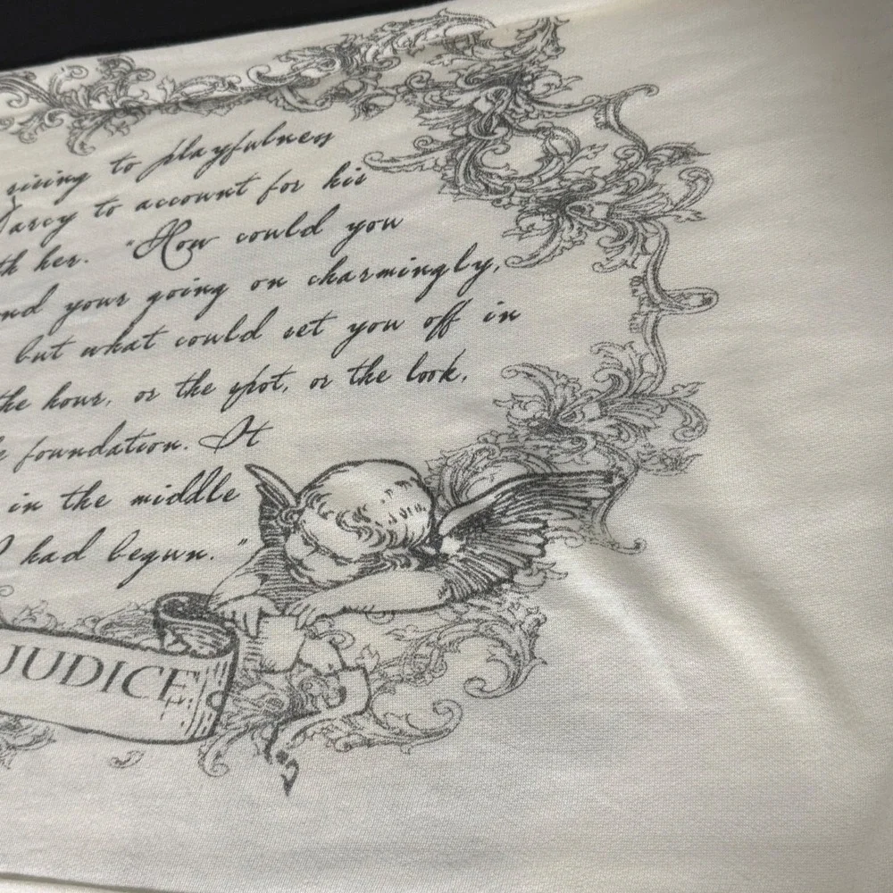 Pride and Prejudice Jane Austen Infinity Scarf Cream‎ Literary Print Cottagecore